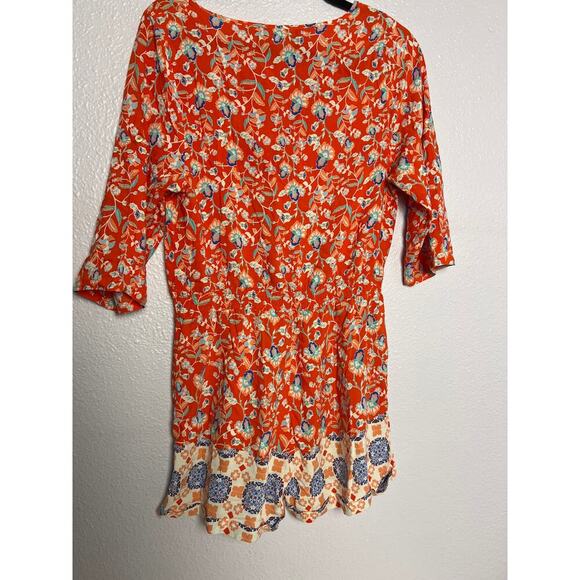 Revolve MINKPINK Orange Floral Print Romper - Picture 6 of 6